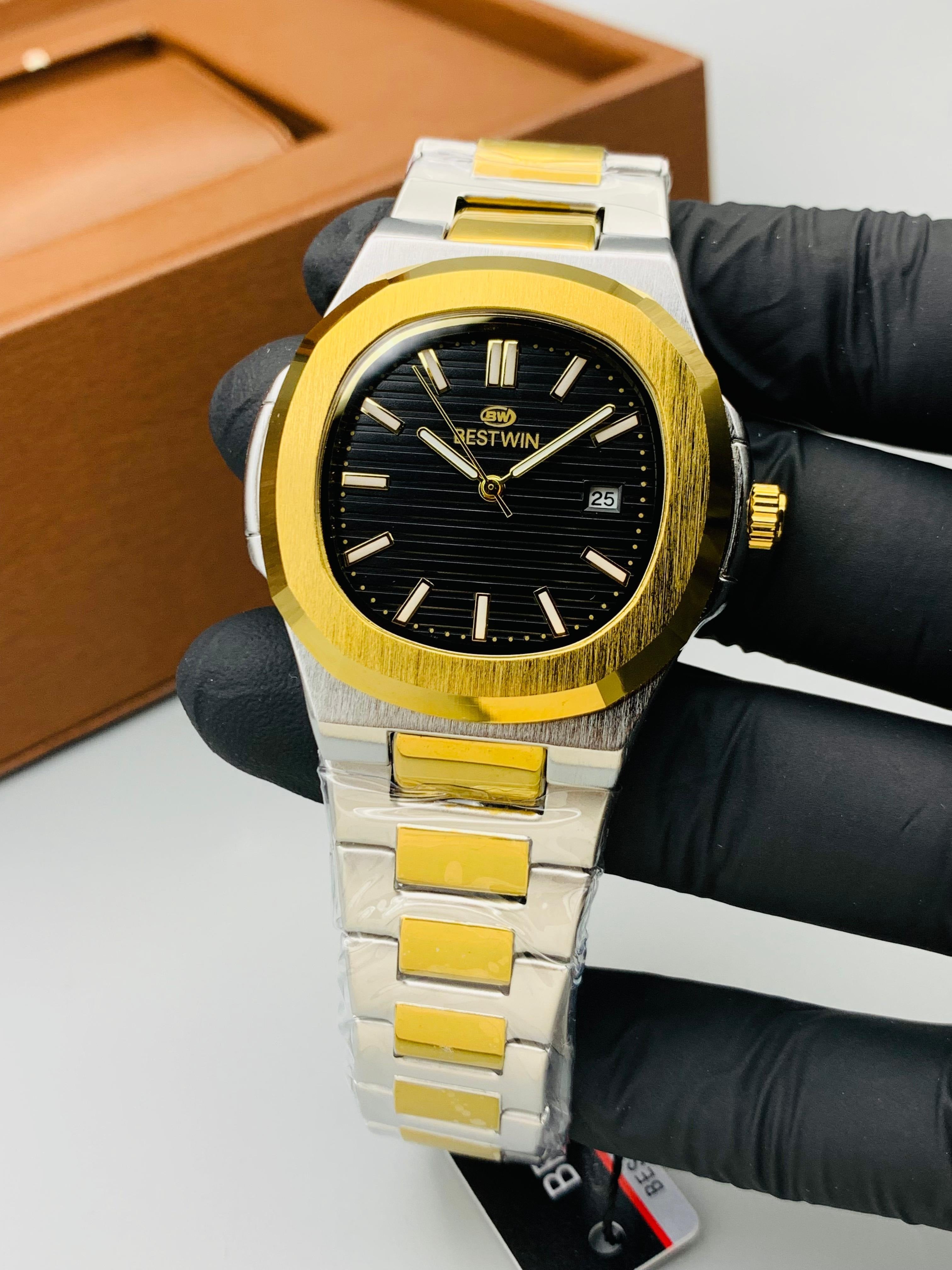 BestWin Original Gent's Watches - Patek Model with Date Function, Stainless Steel Chains